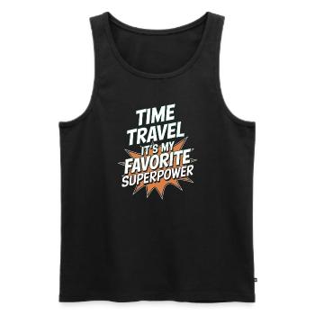 Time travel sci-fi enthusiast and time machine - Men's Premium Organic Tank Top - black - Front - AI Model Male 178 light (178cm)
