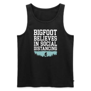 Bigfoot croyant Sasquatch Cryptide Créature de la forêt - Débardeur bio Premium Homme - noir - Devant - AI Model Male 178 light (178cm)