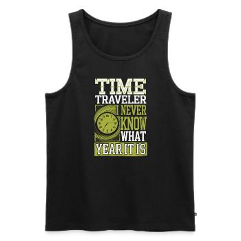 Time travel sci-fi enthusiast and time machine - Men's Premium Organic Tank Top - black - Front - AI Model Male 178 light (178cm)