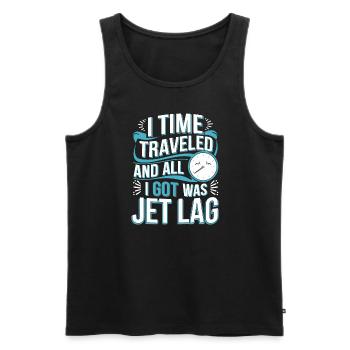 Time travel sci-fi enthusiast and time machine - Men's Premium Organic Tank Top - black - Front - AI Model Male 178 light (178cm)