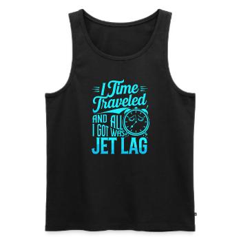 Time travel sci-fi enthusiast and time machine - Men's Premium Organic Tank Top - black - Front - AI Model Male 178 light (178cm)