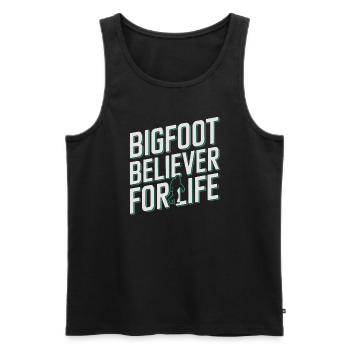Bigfoot croyant Sasquatch Cryptide Créature de la forêt - Débardeur bio Premium Homme - noir - Devant - AI Model Male 178 light (178cm)