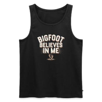 Bigfoot Believer Sasquatch Cryptid Forest Creature - Men's Premium Organic Tank Top - black - Front - Michal (187cm)
