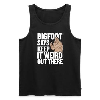 Bigfoot croyant Sasquatch Cryptide Créature de la forêt - Débardeur bio Premium Homme - noir - Devant - AI Model Male 178 light (178cm)