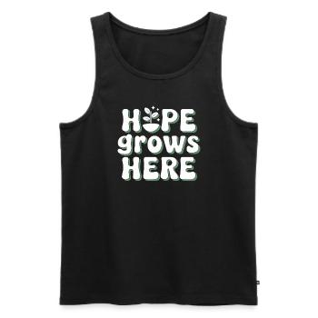 Climate optimism, Earth Day, Sustainability - Men's Premium Organic Tank Top - black - Front - Michal (187cm)