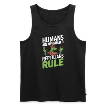 Lézard Peuple Reptile Conspiration Et Secret - Débardeur bio Premium Homme - noir - Devant - AI Model Male 178 light (178cm)