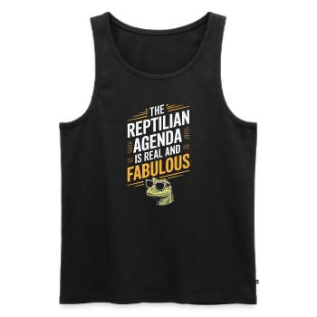 Lézard Peuple Reptile Conspiration Et Secret - Débardeur bio Premium Homme - noir - Devant - AI Model Male 178 light (178cm)