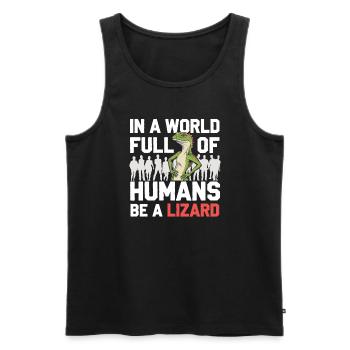 Lézard Peuple Reptile Conspiration Et Secret - Débardeur bio Premium Homme - noir - Devant - AI Model Male 178 light (178cm)