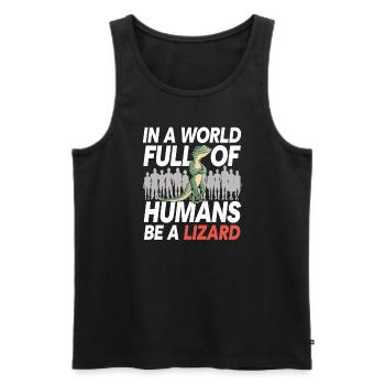 Lézard Peuple Reptile Conspiration Et Secret - Débardeur bio Premium Homme - noir - Devant - Michal (187cm)