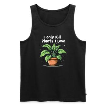 Plant Parent Black Thumb Funny Plant Care Struggle - Männer Premium Bio Tank Top - Schwarz - Vorne - Michal (187cm)