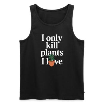 Plant Parent Black Thumb Funny Plant Care Struggle - Männer Premium Bio Tank Top - Schwarz - Vorne - Michal (187cm)