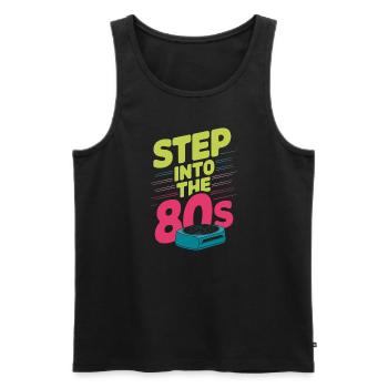 Amateurs de fitness des années 80 Entraînement rétro et - Débardeur bio Premium Homme - noir - Devant - AI Model Male 178 light (178cm)