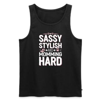 „cool Mom“, Lustige, Zuordenbare Elternschaft Und - Männer Premium Bio Tank Top - Schwarz - Vorne - AI Model Male 178 light (178cm)