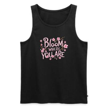 Passionné de fleurs de cerisier Sakura Lovers Printemps - Débardeur bio Premium Homme - noir - Devant - AI Model Male 178 light (178cm)