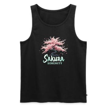 Passionné de fleurs de cerisier Sakura Lovers Printemps - Débardeur bio Premium Homme - noir - Devant - AI Model Male 178 light (178cm)