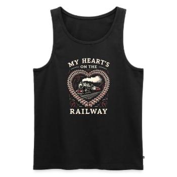 Railfan Passionné de train Amoureux des locomotives - Débardeur bio Premium Homme - noir - Devant - AI Model Male 178 light (178cm)