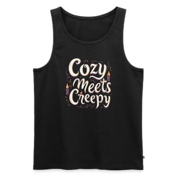 Cozy, Horror, Aesthetics, Spooky, Cozy - Men's Premium Organic Tank Top - black - Front - AI Model Male 178 light (178cm)