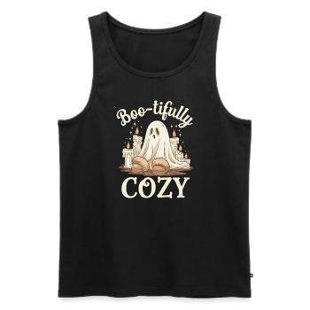 Cozy, Horror, Aesthetics, Spooky, Cozy - Men's Premium Organic Tank Top - black - Front - AI Model Male 178 light (178cm)