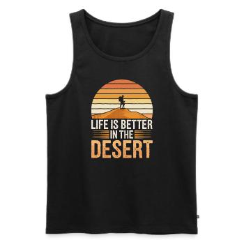 Desert wanderers, rugged trails and dry - Men's Premium Organic Tank Top - black - Front - Michal (187cm)