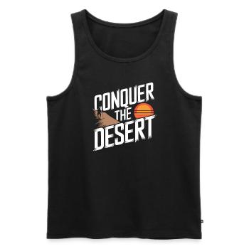 Desert wanderers, rugged trails and dry - Men's Premium Organic Tank Top - black - Front - Michal (187cm)