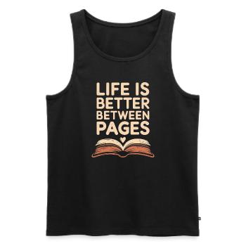 Book-like humour, Witty reading quotes, Literary - Men's Premium Organic Tank Top - black - Front - Michal (187cm)