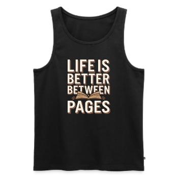 Book-like humour, Witty reading quotes, Literary - Men's Premium Organic Tank Top - black - Front - Michal (187cm)