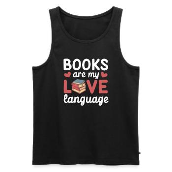 Book-like humour, Witty reading quotes, Literary - Men's Premium Organic Tank Top - black - Front - Michal (187cm)
