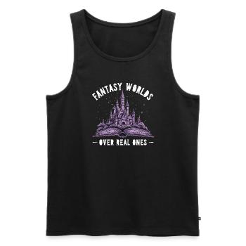 Book-like humour, Witty reading quotes, Literary - Men's Premium Organic Tank Top - black - Front - Michal (187cm)