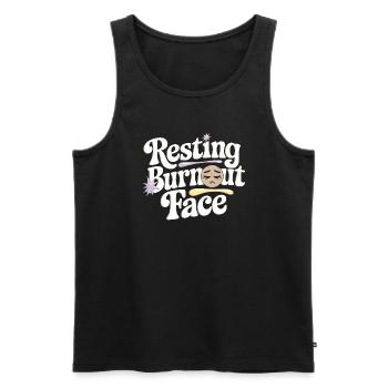 Emotional Burnout Humor Funny Stress Quotes - Men's Premium Organic Tank Top - black - Front - AI Model Male 178 light (178cm)
