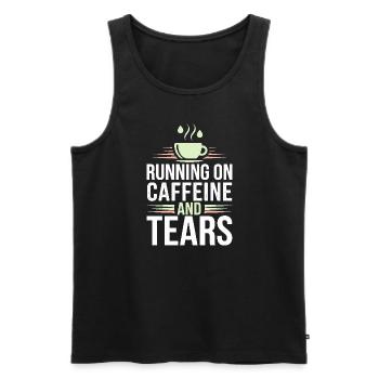 Emotional Burnout Humor Funny Stress Quotes - Men's Premium Organic Tank Top - black - Front - AI Model Male 178 light (178cm)