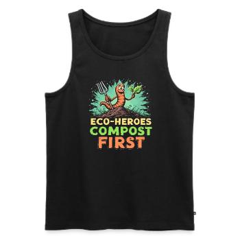 Composting enthusiasts Sustainable gardening - Men's Premium Organic Tank Top - black - Front - AI Model Male 178 light (178cm)
