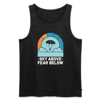 Skydiving Beginners Adventure Nerves - Men's Premium Organic Tank Top - black - Front - AI Model Male 178 light (178cm)