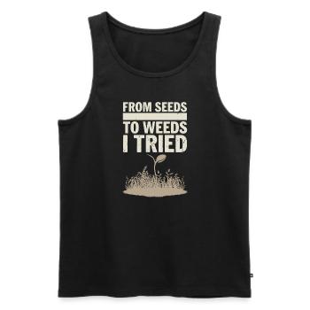 DIY Garden Fights, Gardening, Humor, Plants - Men's Premium Organic Tank Top - black - Front - AI Model Male 178 light (178cm)