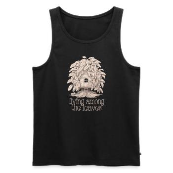 Constructeur de cabanes dans les arbres Construction de cabane dans les arbres - Débardeur bio Premium Homme - noir - Devant - AI Model Male 178 light (178cm)