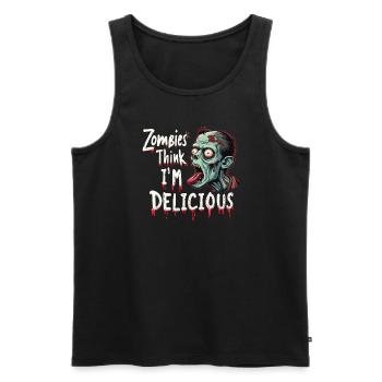Zombie Apocalypse Humor Lustige Untote Zitate - Männer Premium Bio Tank Top - Schwarz - Vorne - AI Model Male 178 light (178cm)