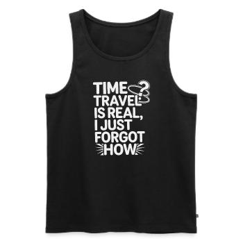 Time travel enthusiast who is interested in - Men's Premium Organic Tank Top - black - Front - AI Model Male 178 light (178cm)