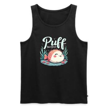 Poisson-globe passionné de la vie marine Quirky - Débardeur bio Premium Homme - noir - Devant - Michal (187cm)