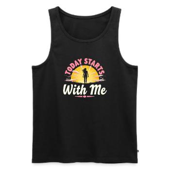 Morgenroutine, Wellness-gewohnheiten, Produktiver - Männer Premium Bio Tank Top - Schwarz - Vorne - AI Model Male 178 light (178cm)