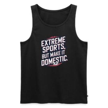 Repassage extrême Compétitif Drôle - Débardeur bio Premium Homme - noir - Devant - AI Model Male 178 light (178cm)