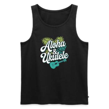 Ukulele -spieler Hawaiianischer Musik Tropical - Männer Premium Bio Tank Top - Schwarz - Vorne - AI Model Male 178 light (178cm)