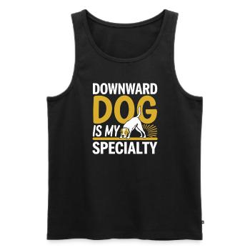 Doga Dog Yoga Bien-être des animaux de compagnie Étirements conscients - Débardeur bio Premium Homme - noir - Devant - Michal (187cm)