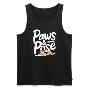 Doga Dog Yoga Bien-être des animaux de compagnie Étirements conscients - Débardeur bio Premium Homme - noir - Devant - Michal (187cm)