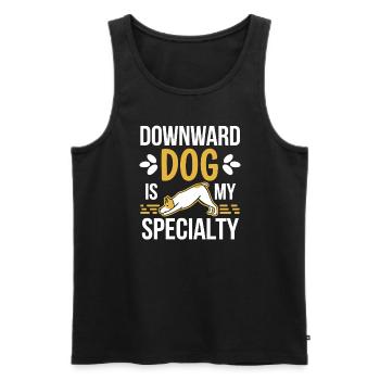 Doga Dog Yoga Bien-être des animaux de compagnie Étirements conscients - Débardeur bio Premium Homme - noir - Devant - Michal (187cm)