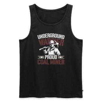 Coal Miner Underground Mining Safety Helmet Worker - Men's Premium Organic Tank Top - black - Front - AI Model Male 178 light (178cm)