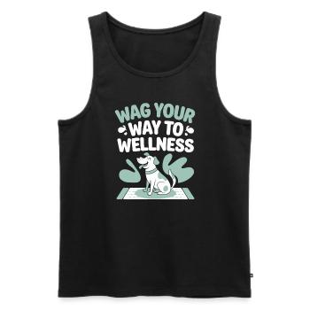 Doga Dog Yoga Bien-être pour animaux de compagnie Étirements conscients - Débardeur bio Premium Homme - noir - Devant - Michal (187cm)