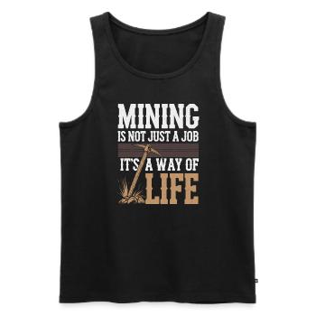 Coal Miner Underground Mining Safety Helmet Worker - Men's Premium Organic Tank Top - black - Front - AI Model Male 178 light (178cm)