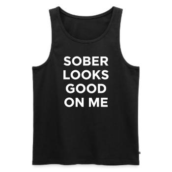 Sober Living Recovery Lifestyle Alcohol-free - Men's Premium Organic Tank Top - black - Front - AI Model Male 178 light (178cm)