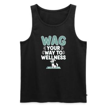 Doga Dog Yoga Bien-être pour animaux de compagnie Étirements conscients - Débardeur bio Premium Homme - noir - Devant - Michal (187cm)