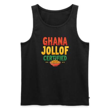 Riz Jollof Cuisine d’Afrique de l’Ouest Nigériane - Débardeur bio Premium Homme - noir - Devant - Michal (187cm)