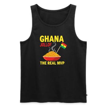 Riz Jollof Cuisine d’Afrique de l’Ouest Nigériane - Débardeur bio Premium Homme - noir - Devant - Michal (187cm)
